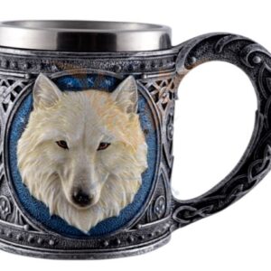 Choppe : Tête de loup blanc - 15 x 11cm