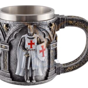 Choppe : Templier en armure blanche & croix rouge - 16cm