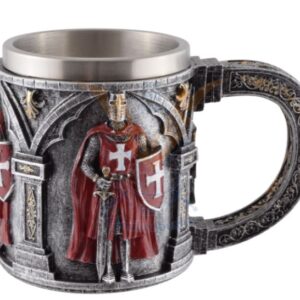Choppe : Templier en armure rouge & croix blanche - 16cm
