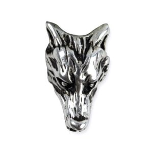 Perle de barbe : Tête de Loup (bronze argenté)