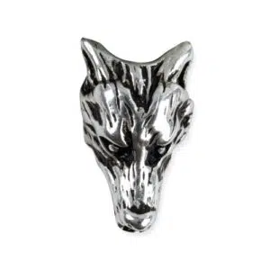 Perle de barbe : Tête de Loup (bronze argenté)