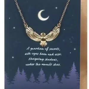 Collier & Carte postale : Chouette (Dorée)