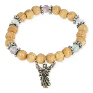 Bracelet élastique : Archange Métatron (Bois & Fluorite)