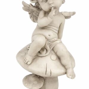 Ange assis sur champignon - 20cm