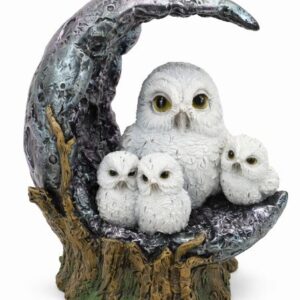 Famille de Chouettes sur Lune - 20cm
