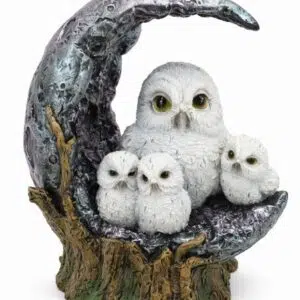 Famille de Chouettes sur Lune - 20cm
