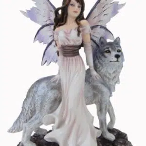 Fée devant un loup - 27cm