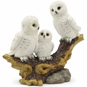 Famille chouettes sur tronc - 17,5 x 14,8cm
