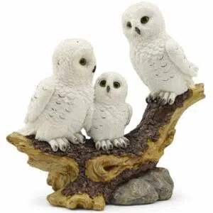 Famille chouettes sur tronc - 17,5 x 14,8cm