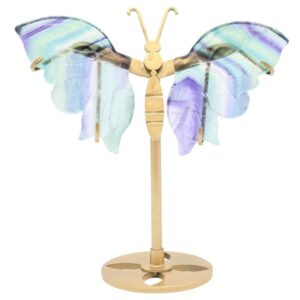 Papillon sur socle : Fluorite multicolore - 14cm