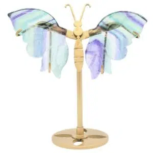 Papillon sur socle : Fluorite multicolore - 14cm