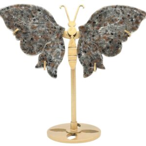Papillon sur socle : Yooperlite "Pierre de flamme" - 14cm