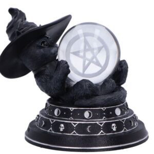 Chat sorcier & boule de cristal - 12,2cm
