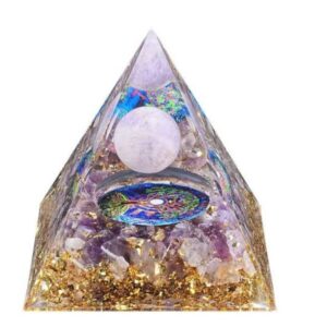 Pyramide orgonite : Arbre de Vie (Amethyste) - 6cm