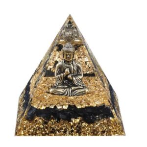 Orgonite Pyramide Orgonite Buddha + Obsidienne Noire - 6 CM