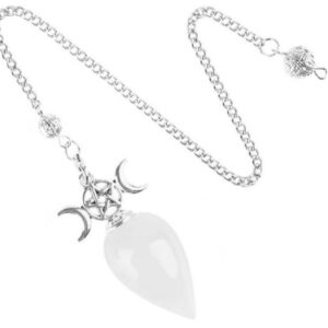 Pendule Divinatoire Pentacle Triple Lune Quartz Rose