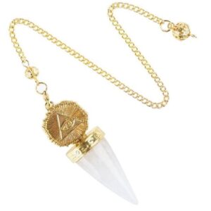 Pendule Divinatoire Cristal de Roche – Œil de la Providence Doré