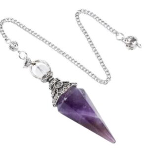 Pendule Amethyste 6 faces & Métal