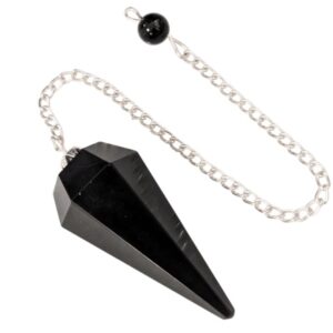 Pendule Obsidienne Noire Conique 6 faces