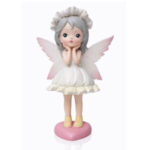 Petite Fée cheveux grises robe jaune et serre tête - 11,5cm