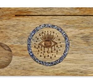 Porte-cartes Œil spirituel sodalite bois de manguier- 21cmx13cm