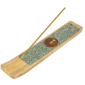 Porte-encens Arbre de vie amazonite bois de manguier * 25cm