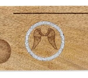 Porte-cartes Ailes d’ange angélite bois de manguier