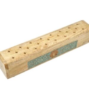 Brûle-encens et boîte de rangement Arbre de vie amazonite bois de manguier