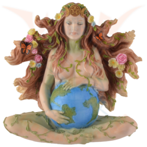 Terre-mère Gaïa fleurie (couleurs) - H18 x L9cm