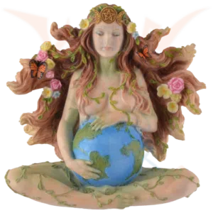 Terre-mère Gaïa fleurie (couleurs) - H18 x L9cm