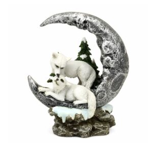 Couple loup sur lune - LED - 16,x10x19,3cm