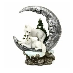 Couple loup sur lune - LED - 16,x10x19,3cm