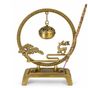 Brûle-encens suspendu décor cerf et pin 15,5 cm