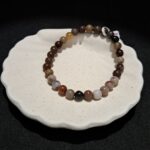Bracelet perles d'Agate 'Fossile' - 6mm