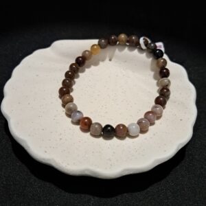 Bracelet perles d'Agate 'Fossile' - 6mm