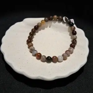 Bracelet perles d'Agate 'Fossile' - 6mm