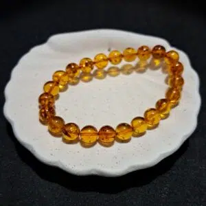 Bracelet perles Ambre 'obscure' - 8mm