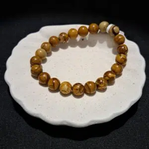 Bracelet perles Bois fossile - 8mm