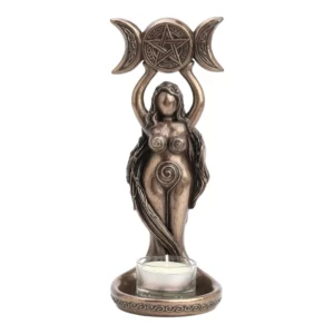 Bougeoir : Déesse triple lune & spirale - 22 cm.