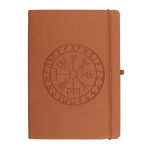 Carnet A5 : Vegvísir (boussole Viking) - simili cuir & stylo.