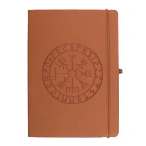Carnet A5 : Vegvísir (boussole Viking) - simili cuir & stylo.