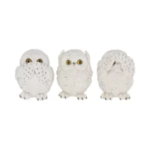 3 sagesses : Chouettes blanches - 8cm.