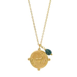 Collier Totem : Le Cerf (Agate mousse).