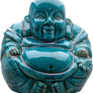 Grand Bouddha céramique bleue - 28cm.