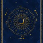 Couverture grimoire vierge astrologique bleu.