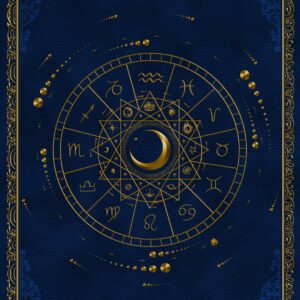 Couverture grimoire vierge astrologique bleu.