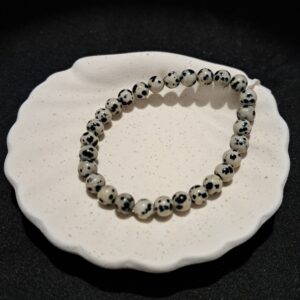 Bracelet perles Jaspe 'dalmatien' - 6mm