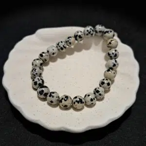 Bracelet perles Jaspe 'dalmatien' - 8mm