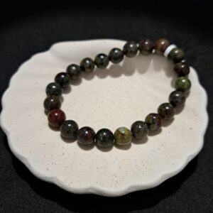 Bracelet perles Jaspe 'sang de dragon' - 10mm