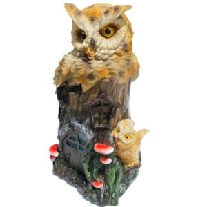 Statue : Hibou-Maison (LED) - 21cm.